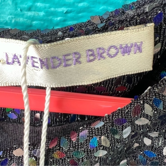 LAVENDER BROWN LITTLE BLACK DRESS SEQUINS SLEEVELESS SIZE SMALL NWT - Picture 6 of 6